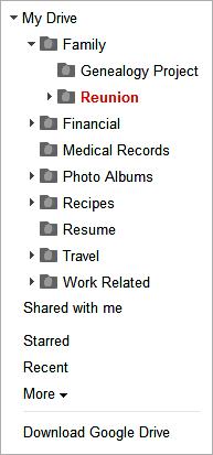 Google Drive - User Interface Navigation Panel